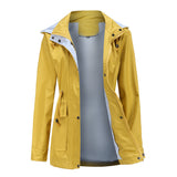 Women Trench Coat Autumn and Winter Detachable Hat Windbreaker Raincoat