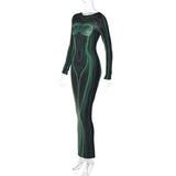 Women Dresses Winter Backless Slim Fit round-Neck Long-Sleeved Dress