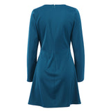 Women Dress Long Sleeve Dress Female Autumn and Winter Leisure round Neck A- line Skirt