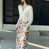 Women's Cardigan Sweater Sexy V-neck Short Women's Slim-Fit Long-Sleeved Sweater 8t8220