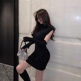 Women Maxi Dress Autumn Winter Sexy Hip Knitwear Dress Woolen Skirt