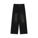 Men Jeans Washed Straight Wide Leg Jeans