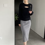 Women Knitted Skirt Autumn Knitted Skirt Hip Skirt