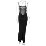 Women Dresses Summer Sexy Backless Slim Fit Split Sling Dress