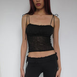 Women Tops Summer Sexy Slim Fit Spaghetti Straps Knitted Top (Csm202404)