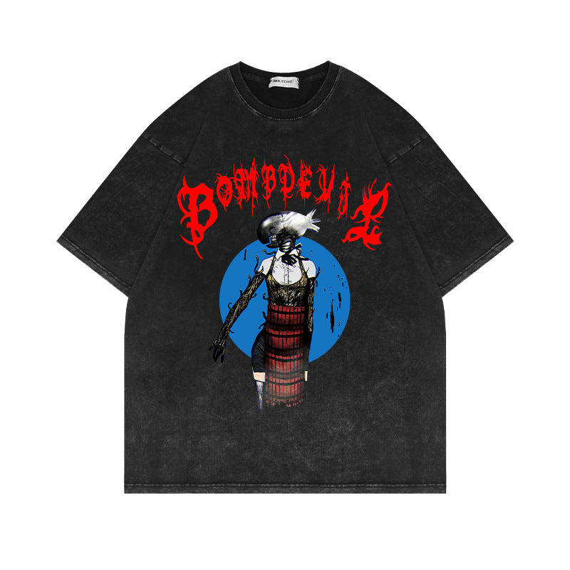 Washed old T-shirt anime chainsaw man