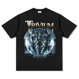 Mens Vintage Rock Band T-Shirt MEGADETH TRIVIUM High Street, Summer, Short Sleeve T-Shirt, Men's Top