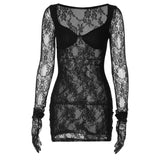 Women Dresses Sexy Sexy Long Sleeve Narrow Lace Dress