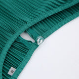Women Dress Spring round Neck Pleated Long Sleeve Dress Sheath Dress