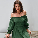 Women Dress Retro Lantern Sleeve Long Sleeve Dress Dress