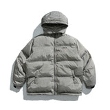 Unisex Winter Cotton Coat Plaid Decorative Hooded Cotton-Padded Coat Retro Detachable Hat Cotton-Padded Coat