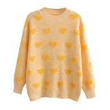 Women Sweater Knitwear Autumn and Winter Love Contrast Color Knitted Top Loose Sweater