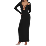 Women Dress Fall/Winter Slim Sheath Sexy Hollow-out Dress