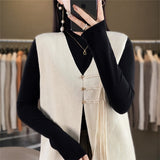 Women Knitwear Spring and Autumn V-neck Knitwear Loose Vest
