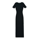 Women Dresses Summer New U Collar Half Sleeve Slit Knitted Dress (Xds0414)