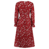Women Date Dress Autumn and Winter Leisure Floral V-neck Long-Sleeve Dress