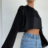 Women T-shirt Summer Sexy Skirt Long Sleeve Button Cardigan Top Suit