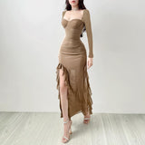 Women Dresses Mesh Split Dress Long Dress
