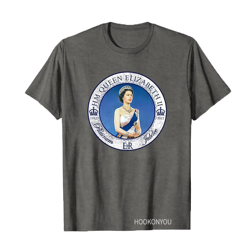Inspired by Queen's Platinum Jubilee 2022 Elizabeth 70 Years T-shirt Printed round Neck Short Sleeve T-shirt