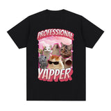 Funny Professional Yapper Meme Cat Graphic T-Shirt Men Fashion