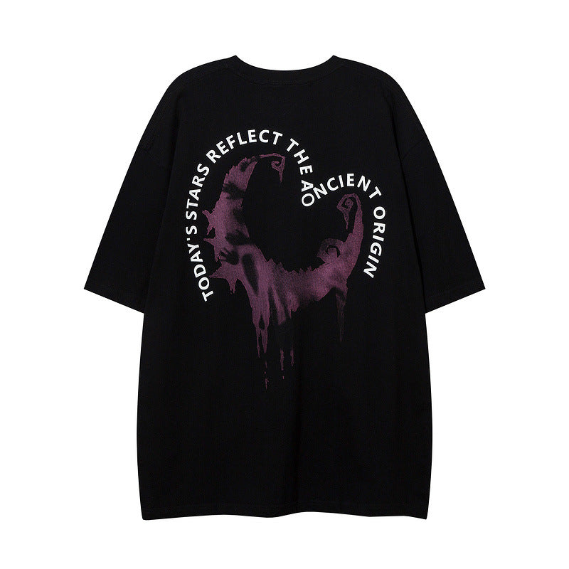 Men T Shirt Graffiti Printing Distressed Short Sleeve T-shirt