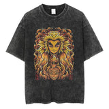 2024Men Vintage Black T Shirt Streetwear Harajuku Anime Print