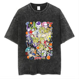 Anime cartoon dragon ball vintage wash print short sleeve t-shirt