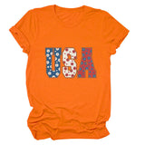 T-shirt usa flower print personalized short-sleeved top