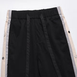 Men Sweatpants Side Striped Button Casual Pants Drawstring Elastic Waist Straight-Leg Trousers