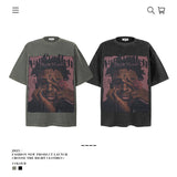 American vintage street T-shirt pure cotton retro men's and women's summer loose