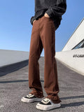 Men Jeans Clean Fit Brown Jeans Men's Slim Straight Skinny Overalls