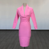 Women's Evening Dress Sexy V-neck Long Sleeve Bandage One-Piece Dress
