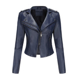 Red Leather Jacket Spring and Autumn Leather Women's Rivet Coat Zipper Leather Jacket