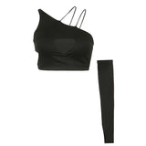 Women T-shirt Hollow out One-Shoulder Sleeve Sexy Nightclub Vest