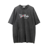 Men Vintage T-Shirt Rose Printed Short Sleeve T-shirt