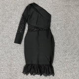 Women Evening Dress Fall/Winter Sexy Lace Cutout Slim Fit Bandage One-Piece Dress
