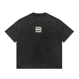 Men T Shirt Washed Distressed Short Sleeve Printed T-shirt