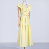 Women Dresses Spring V-neck Dress Long Dress (Qymy0409)