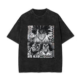 Washed Retro Cotton T-Shirt Baki Hanma Washed Old Short Sleeves