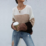Women Knitted Sweater Autumn and Winter Leisure Women's Loose Color Matching Long Sleeve Ladies Autumn Clothes Sweater