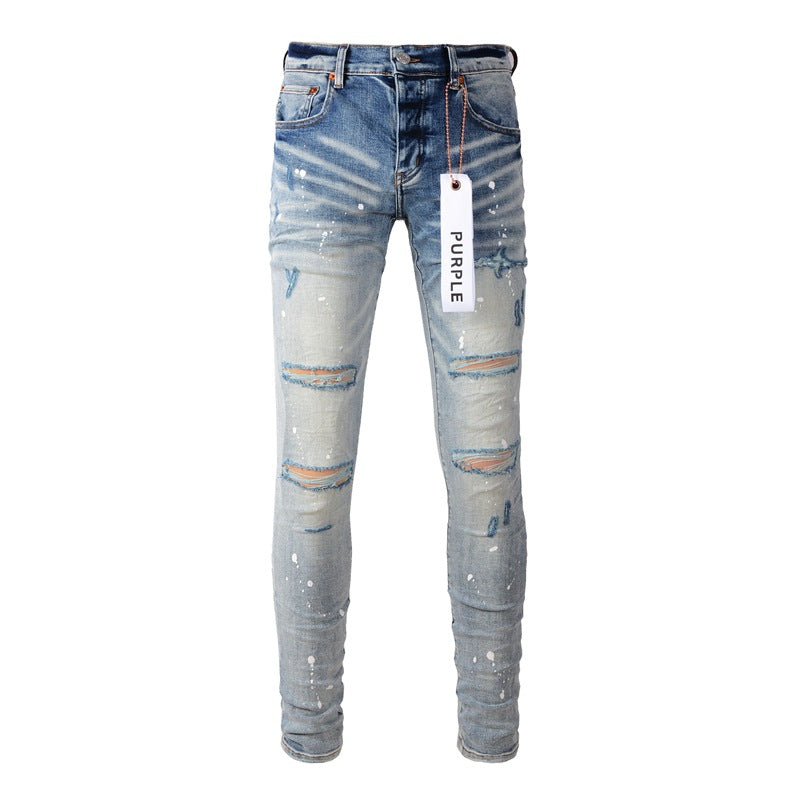 Purple Brand Jeans Blue with Holes Worn Jeans