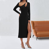 Women Dress Sexy Cutout Slim Fit Skirt off-the-Shoulder Dress