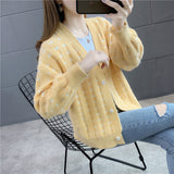Women Knitwear Autumn and Winter V-neck Casual Sweater Loose Knitted Cardigan