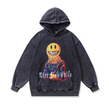 Men Hoodie Hip Hop Retro Smiley Print Couple Hoodies