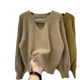 Women Knitted Pullover Autumn and Winter round Neck Knitwear Loose Top