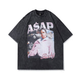 Men T Shirt Portrait Printing Distressed Short Sleeve T-shirt