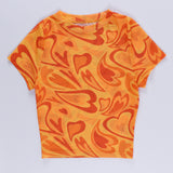 Women T-shirt Sexy Short Mesh T-shirt