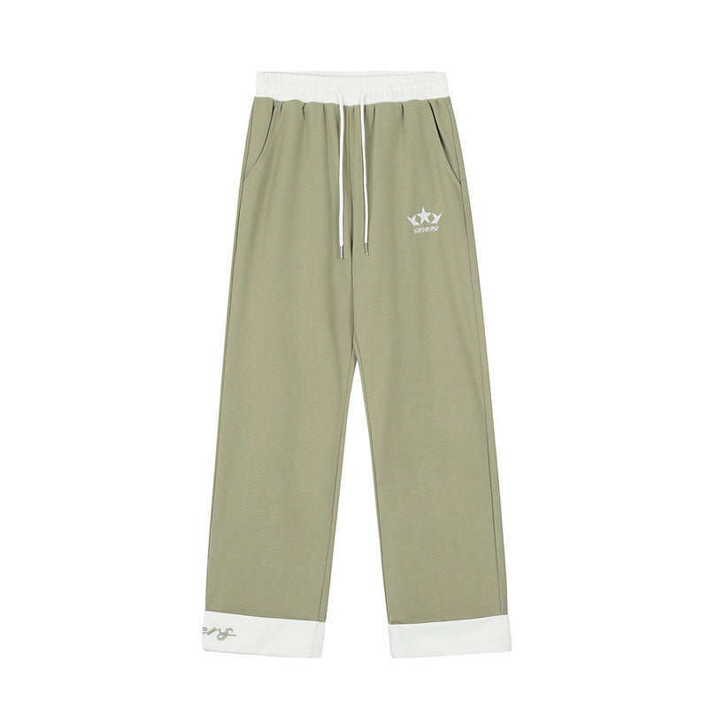 Men Sweatpants Color Contrast Patchwork Straight Sweatpants Loose Color Matching Casual Sports Trousers