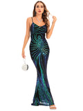 Women's Evening Gown Evening Dress Sexy Strap Vintage Sequins Dress