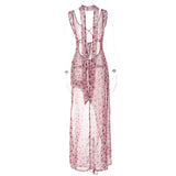 Women Dresse Floral V-neck Backless Slip Dress Sexy Dress